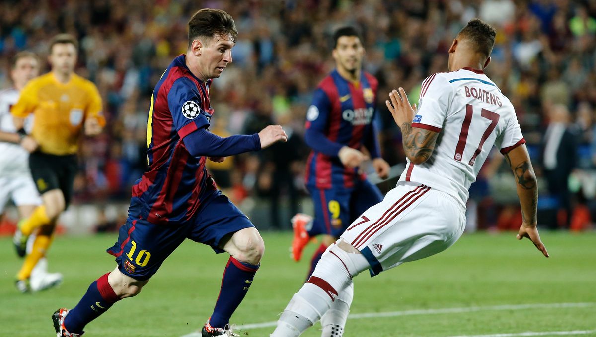 Image iconique de Messi qui dribble Boateng